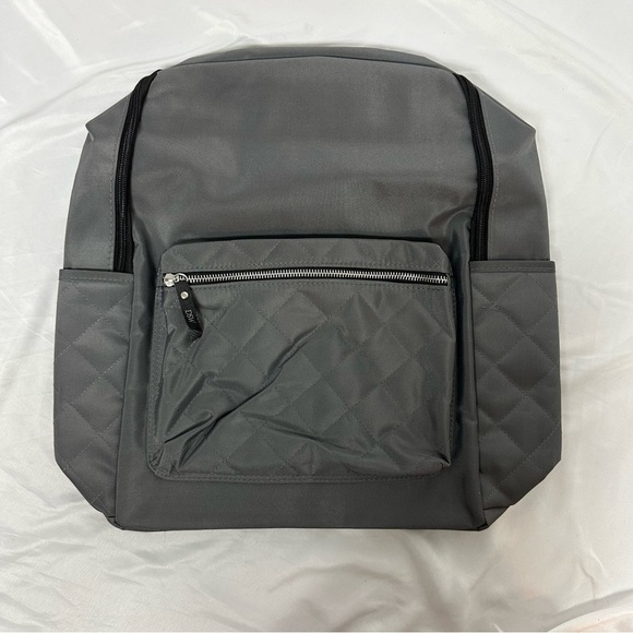 DSW Handbags - NWT DSW Quilted Backpack Black Grey Zip Adjustable Women’s